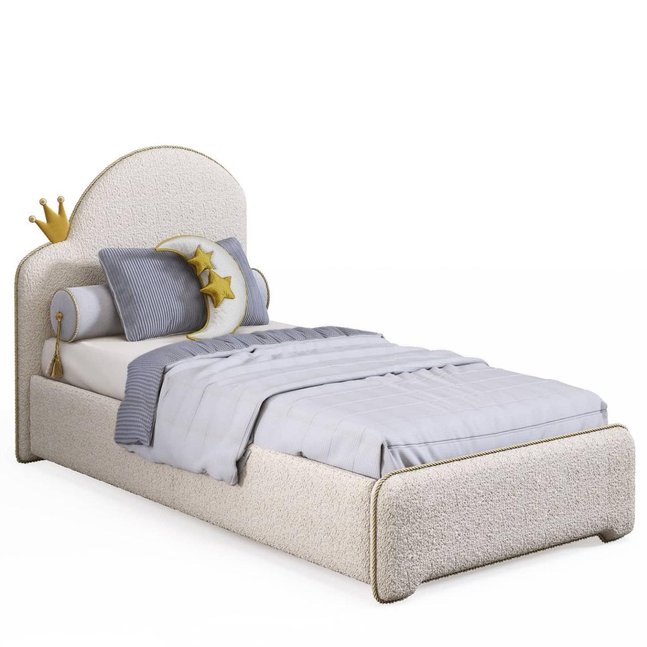 Дитяче ліжко для підлітків MeBelle SKAYA 2 80х190 см односпальне м'яке, молочно-біле