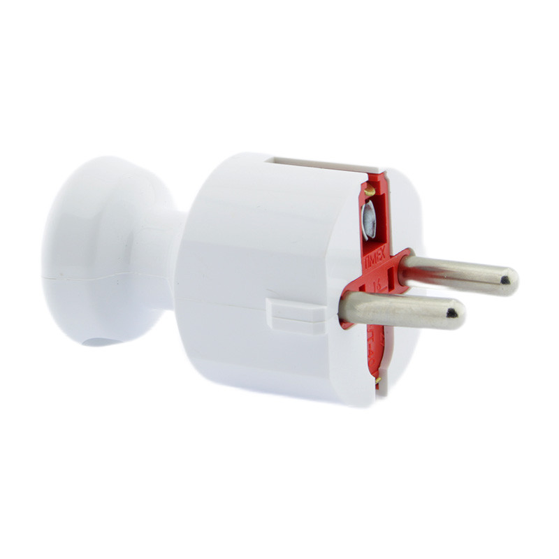 Вилка пряма Timex 16А біла (WT-40 BI), фото 1