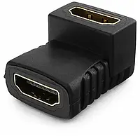 Переходник гнездо HDMI - гнездо HDMI угловой, gold