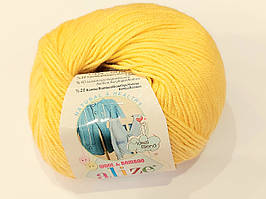 Нитки пряжа для в'язання, дитяча пряжа Алізе Alize BABY WOOL 50 грамів, Дитяча пряжа. жовтий пастельний