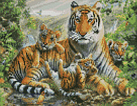 Алмазна картина за номерами Тигри що грають 30x40 см HX325 (Strateg)