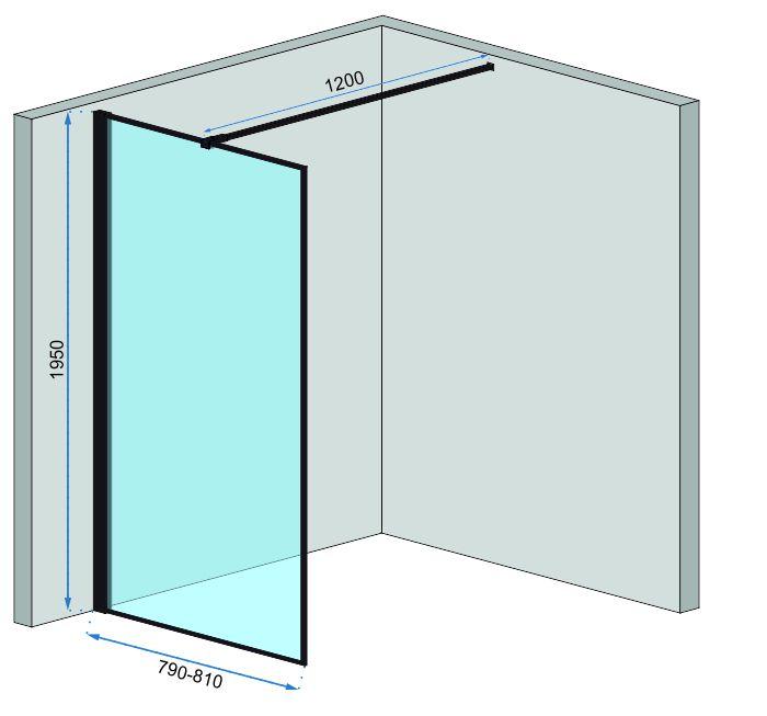 Стенка стеклянная для душа с держателем 195x80см REA BLER REA-K7637 8мм 133765 - фото 2 - id-p1634640517