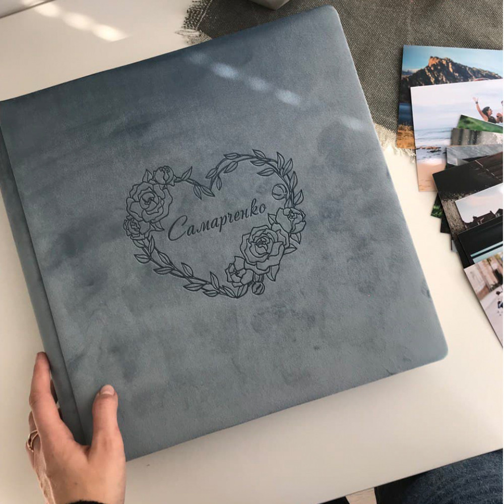 Сімейний фотоальбом "Flower heart" Сірий 33х33 см RM04-22