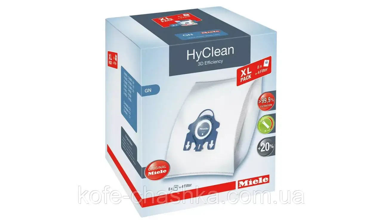 Мішок-пилозбірник Miele HyClean 3D Efficiency GN XL Pack (Мішки для пилососів Miele 8шт, плюс 4шт)