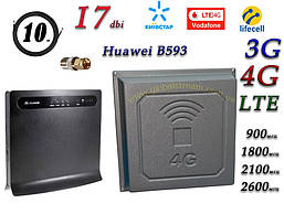 Полный комплект 4G-LTE/3G WiFi Роутер Huawei B593s-22 и Антенна планшетная 4G/LTE/3G 17 дбі