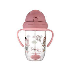Canpol babies Поїльник непроливайка з трубочкою і обтяжувачем 270 мл BONJOUR PARIS - червона