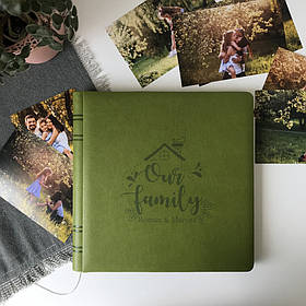 Альбом для фотографій з екошкіри "Our Family" Зелений 23х23 см RM05-03