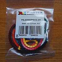 Набор для маркировки проводов Partex PA-02003PGCC.0X (250 шт.) цветные цифры от 0 до 9 по 25 шт.