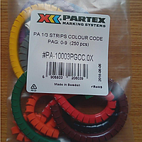 Набор для маркировки проводов Partex PA-10003PGCC.0X (250 шт.) цветные цифры от 0 до 9 по 25 шт.