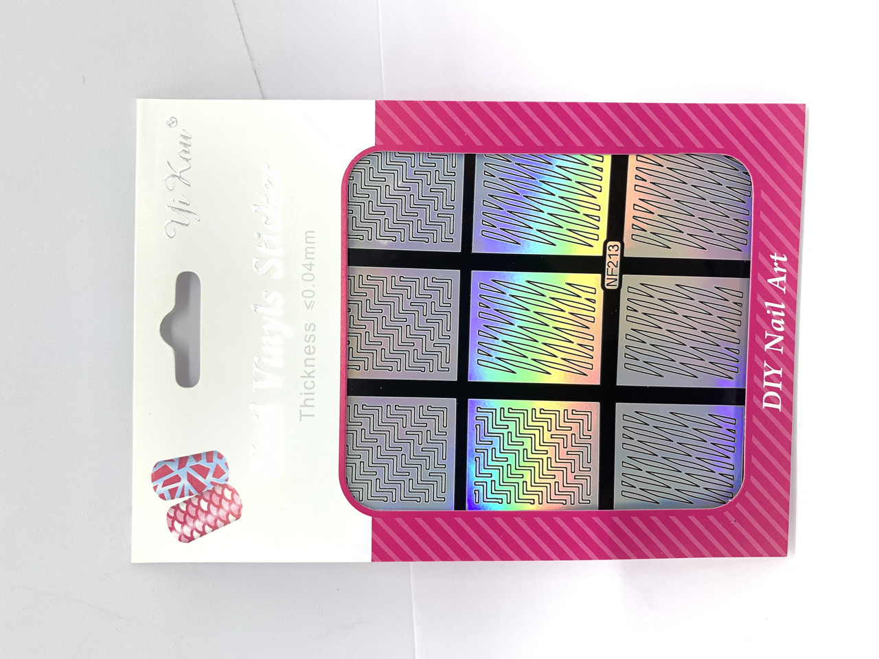 Трафарет для дизайну нігтій Global Fashion " Зиг заг і смуги " NF213, фото 1