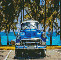 Алмазна картина за номерами Синій ретро автомобіль 50х50 см GA0011 (Strateg)