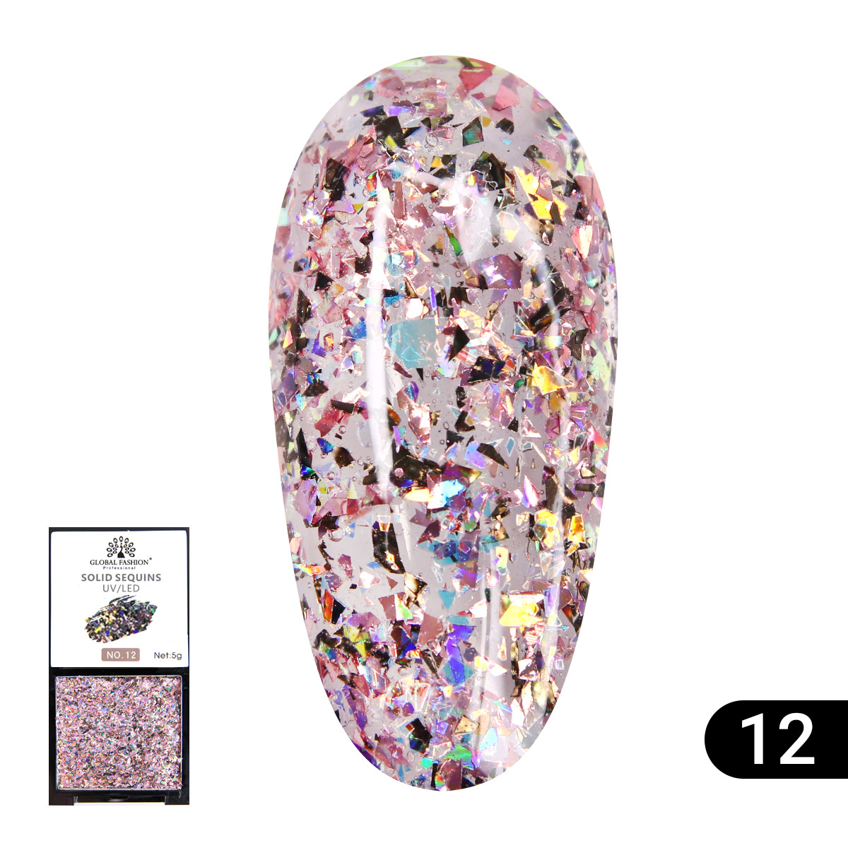 Гель-фарба з глітером Global Fashion Solid Sequins color gel 12, 5 г, фото 1