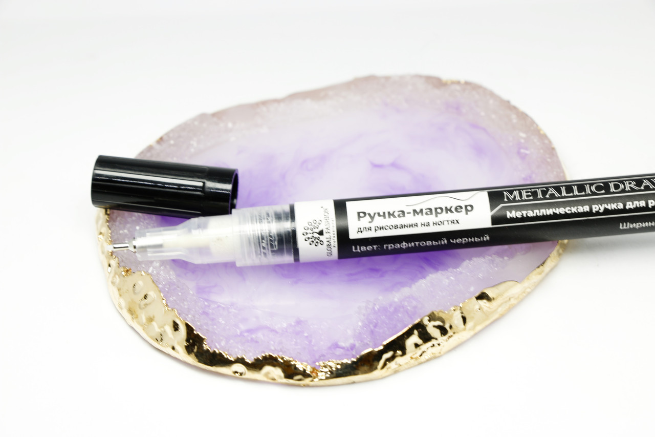 Ручка-маркер Global Fashion для малювання на нігтях, ширина стрижня 1 мм, колір: графітовий чорний, фото 1