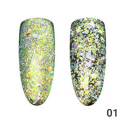 Втирання для нігтів, Пластівці Юкі Global Fashion, срібло-золото