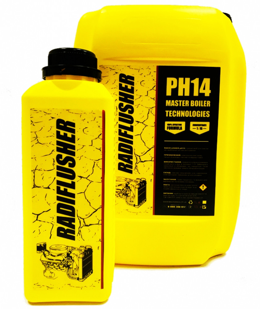 RADIFLUSHER pH14, 1 л - луговий очищувач системи охолодження, пічки, радіатора автомобіля