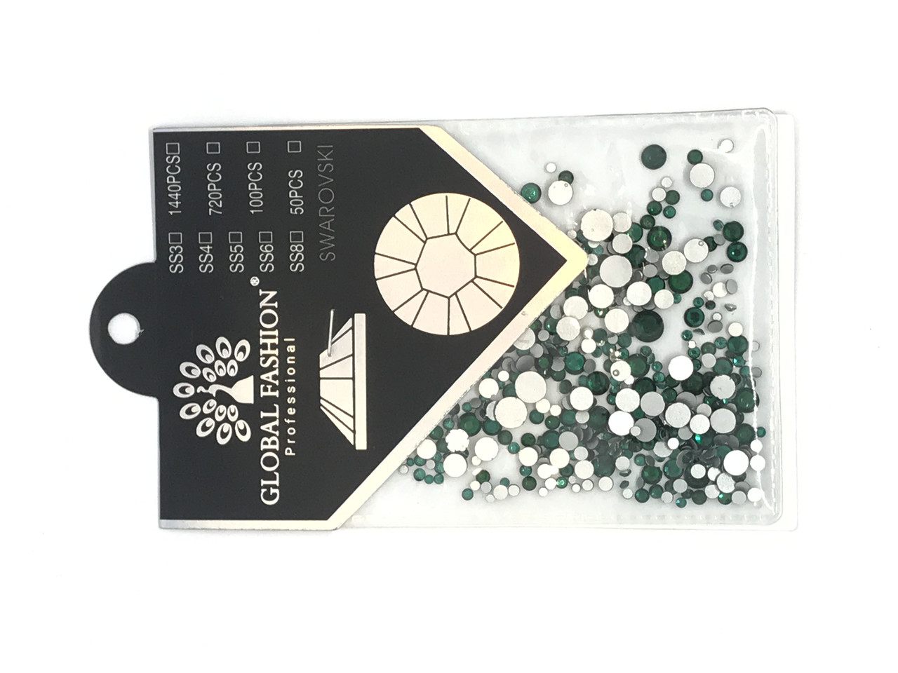 Камені Swarovski Global Fashion, dark green, Мікс розмір, фото 1