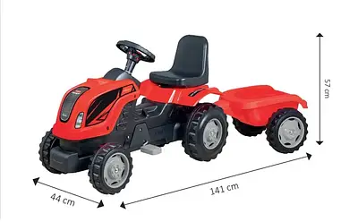 Дитячий трактор на педалях MMX MICROMAX (01-010) з причепом червоний