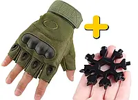 Тактические перчатки Oakley без пальцев Олива, XL + Подарок Мультитул