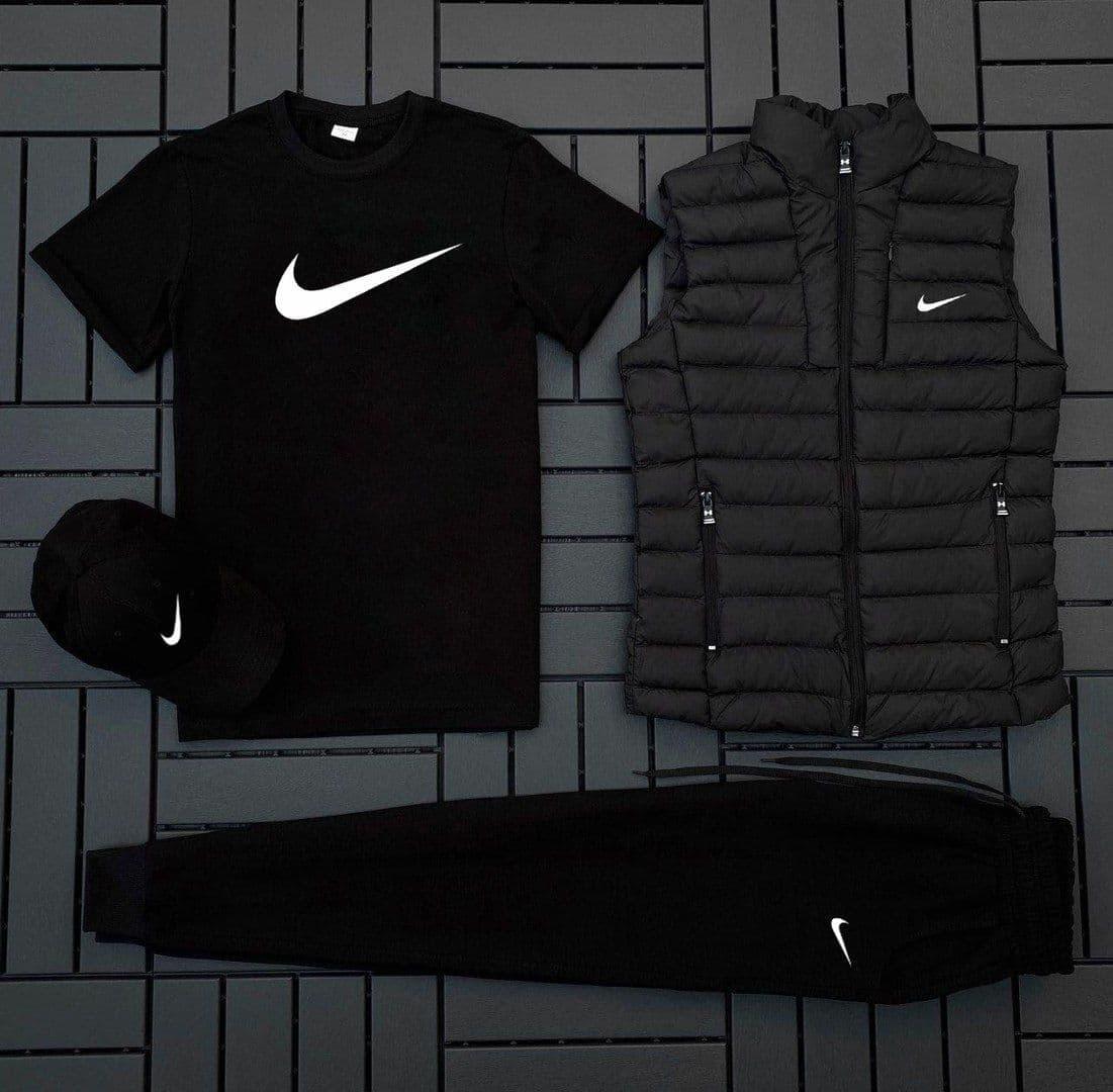 (п) Комплект с жилеткой Nike (футболка черная+кепка+жилетка+штаны ...
