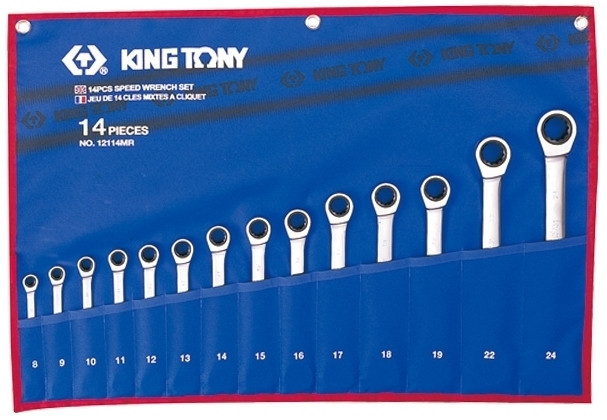 Набір ключів комбінованих з тріскачкою 14 пр. (8-24 мм) KINGTONY 12114MR