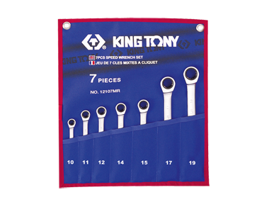 Набір ключів комбі з тріскачкою 7 шт. (10-19 мм) KINGTONY 12107MRN