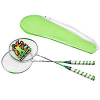 Детский бадминтон для детей, Игровой набор Бадминтон BT-BPS-0071, 2 ракетки в сумке (Зеленый)