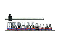 Набір "Е" головок 3/8" і 1/2" 12ед (Е4-Е20, вороток, перехідник) (блістер) KINGTONY 7112PR
