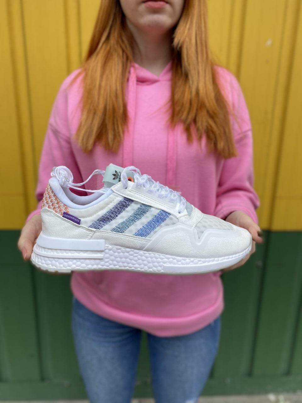 Жіночі та чоловічі кросівки Adidas ZX 500 RM White (Білі) Взуття Адідас ЗХ 500 РМ повсякденні текстиль весна літо Унісекс