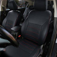 Чехлы на сиденья из экокожи Honda HR-V II (RU) 2015-2022 EMC-Elegant Черный + Черный + Красный