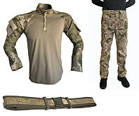 Тактична військова форма (тактична сорочка Убакс UBACS + Військові штани + ремінь) комуфляж олівія