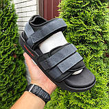 Чоловічі сандалії Adidas Adilette Sandals літаючі стильні сірі з чорним, фото 4