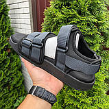 Чоловічі сандалії Adidas Adilette Sandals літаючі стильні сірі з чорним, фото 5