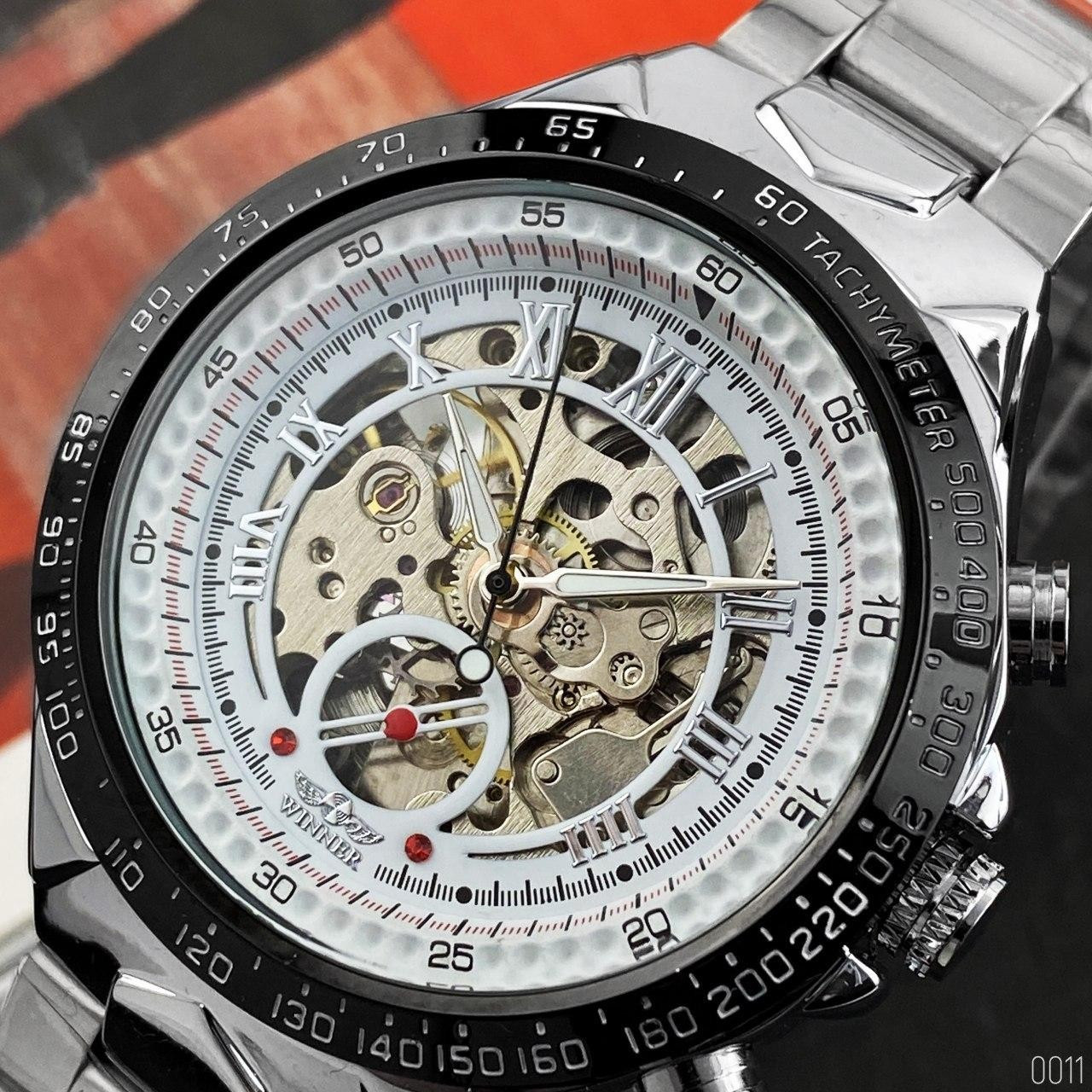 Часы наручные Winner 8067 Silver-Black-White Red Cristal - фото 6 - id-p1634764620