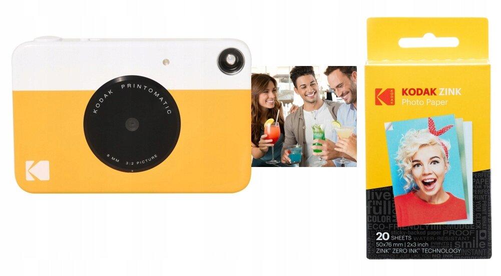 Камера миттєвого друку KODAK Printomatic Yellow + Набір паперу 20 штук