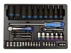 Набір головок глибоких ударних, е-головки 1/2" і 1/4" головки, тріскачка. KINGTONY 9-7540MR