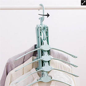 Вішалка-органайзер на 8 плічок для одягу ніжно-бірюзового кольору