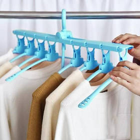 Вішалка-органайзер на 8 плічок для одягу ніжно-блакитного кольору