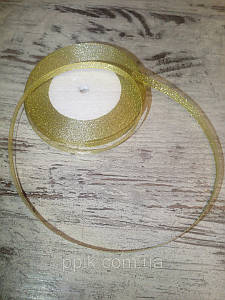 Стрічка Атласна Золото перламутрова 7 мм, 25 м