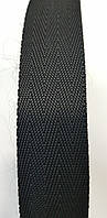 Стропа текстильная черная плотная "елочка" 3 см (лента ременная)