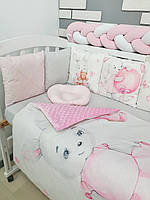 Дитяча постільна білизна в ліжечку "Принт коса", набір в дитячій ліжечко