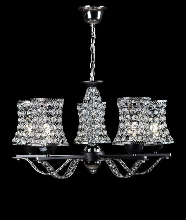 Кришталева красива люстра LYX6825/5 (CR+BK), фото 1