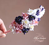 "Ейфорія" обруч/віночок з квітами з полімерної глини, фото 2