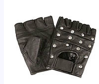 Перчатки размер S и L тактические кожаные черные беспалые с заклепками
