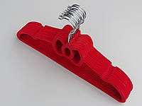 Плечики флокированные (бархатные, велюровые) красного цвета, длина 39,5 см, в упаковке 10 штук