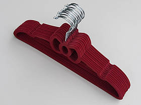 Плічка флоковані (оксамитові, велюрові) бордового кольору, довжина 39,5 см, в упаковці 10 штук