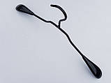 Плічка вішалки тремпеля металевий в силіконовому покритті широкий чорного кольору, довжина 39,5 см, фото 2