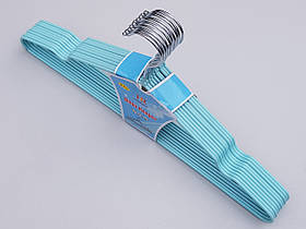 Плічка вішалки металевий в силіконовому покритті бірюзового кольору, довжина 40 см, в упаковці 10 штук