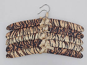 Плічка вішалки м'які сатинові для делікатних речей тигр, довжина 38 см, в упаковці 5 штук