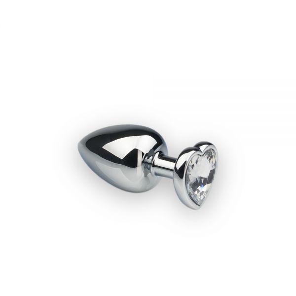 Анальна пробка Silver Heart Diamond, M з кристалом у вигляді серця