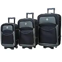 Набор чемоданов дорожных текстильных на колесах Bonro Style черно-серый (3 шт) (10010305)